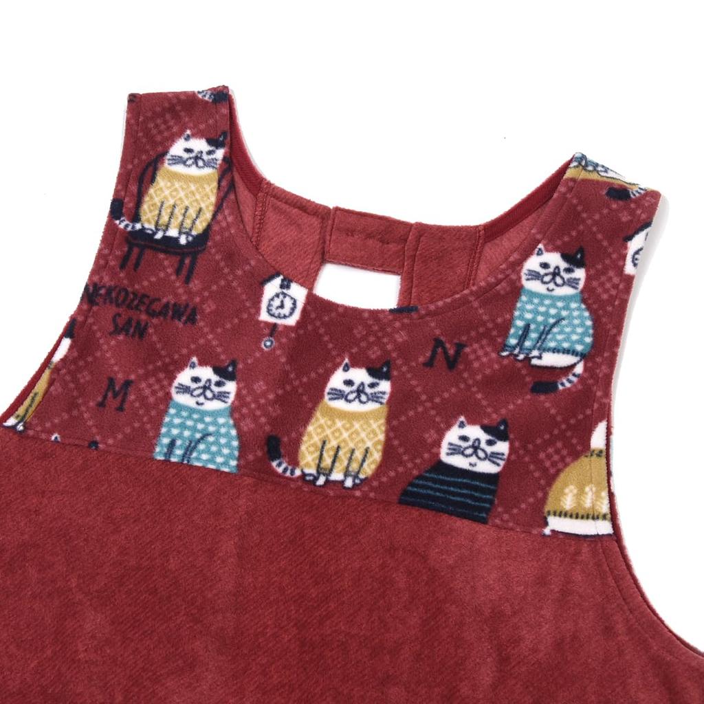 Fleece Fleece Dress Open [Kusuguru Japan] Apron, Apron, Red, M-L