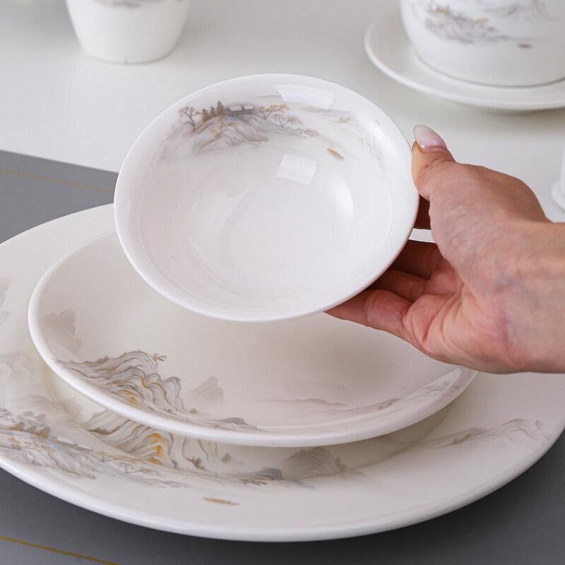 New Chinese Style Landscape Ceramic Tableware Set