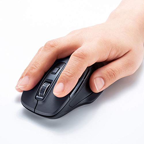 Sanwa Supply Silent Wireless Blue LED Mouse Type-C/A Connector Included Large 5 Button MA-WBLC169BK
