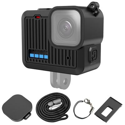 För GoPro HERO 4K 2024 PULUZ Silikonskyddsfodral Sidogränsskydd med Handledsrem & Linsskydd (Svart)