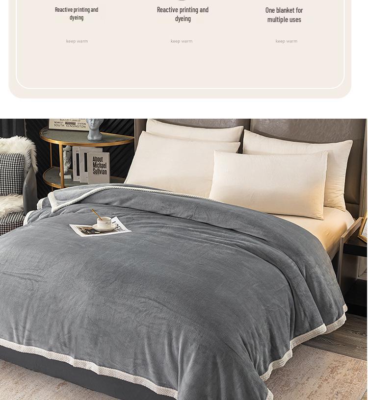 Solid Color Coral Fleece Throw Blanket - Perfect for Office & Air Conditioning Comfort