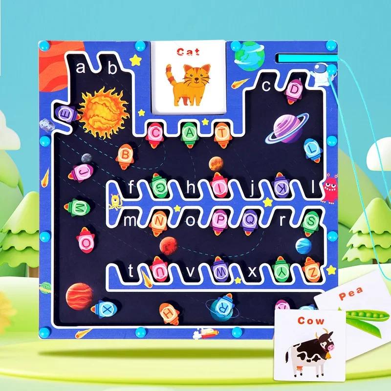 Montessori Magnetic Alphabet Maze Letter Puzzle  Gifts for Kids Parking Lot Puzzles for Children Preschool Girls Toys for Kids