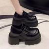 2025 Spring Women's Thick Sole 10cm High Heel Loafers Shoes British Style Fashion Versatile Platform Single Footwear