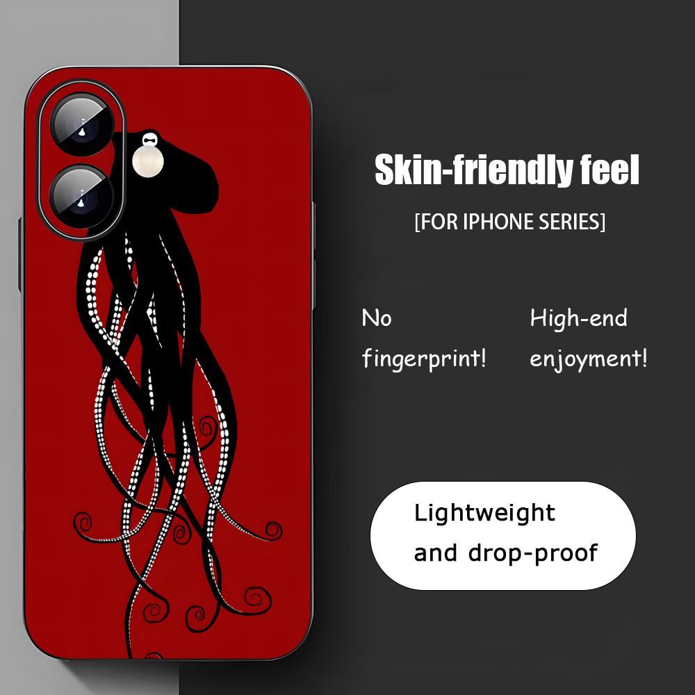 Art Octopus Tentacles Cool Phone Case For iPhone 17 16 15 14 13 12 11 X XR XS 8 Plus Mini Pro Max Soft Black Shockproof Cover