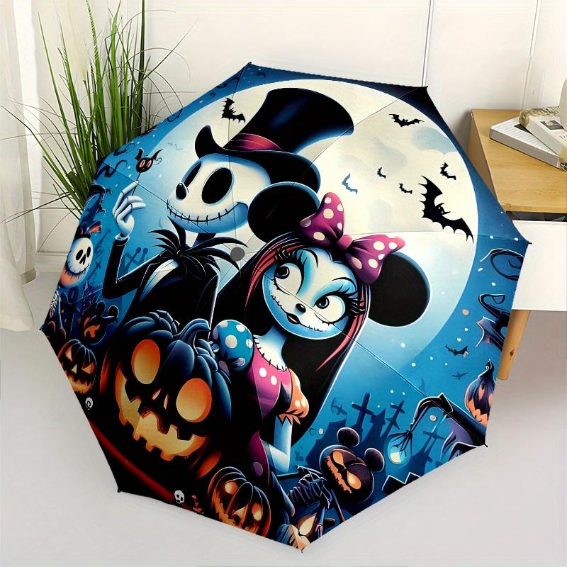 

Jack Skellington, Sally Automatic Opening and Closing Umbrella - 8 Ribs Portable Folding Umbrella with Plastic Handle, Suitable for Leisure
