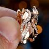 Cute Crystal Female White Zircon Stone Hoop Earrings Vintage Gold Color Wedding Jewelry For Women