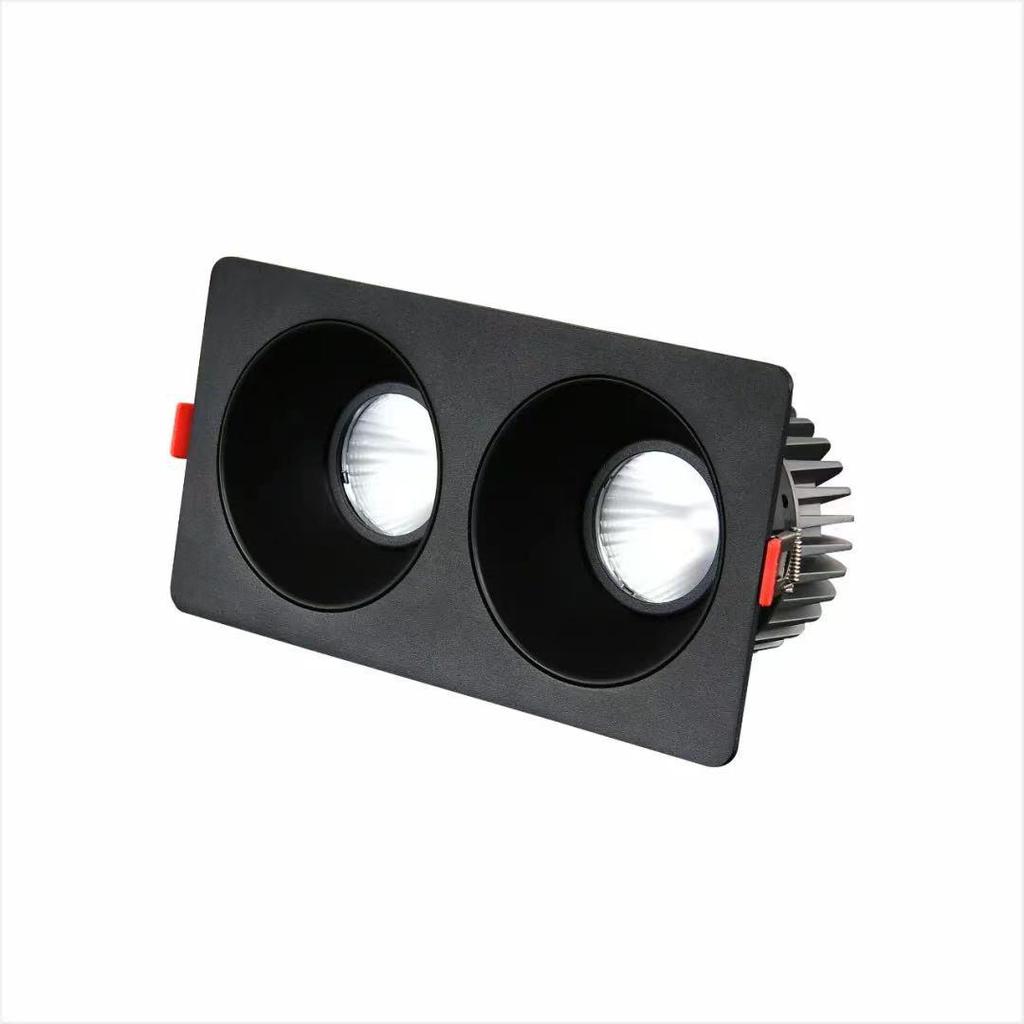 Double-Headed COB Narrow Bezel Wall Washer & Downlight, Anti-Glare Square Grid Spotlight for Hotels & Living Rooms