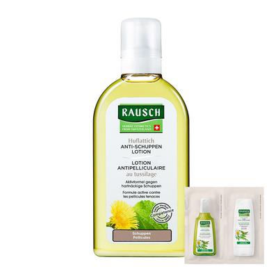 Rausch Lopuchový pleťový tonik proti lupům 200 ml + Švýcarský bylinný šampon 27,5 ml + Kondicionér 27,5 ml, 1 kus