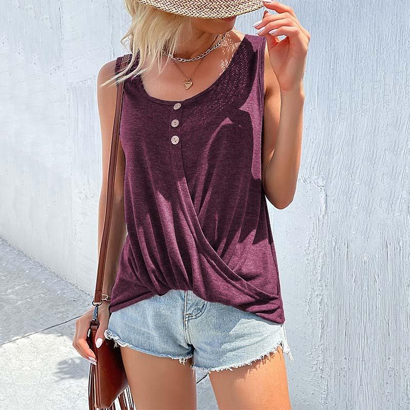QICED Bluse e Camicie Casual da Donna con Scollo a U Senza Maniche