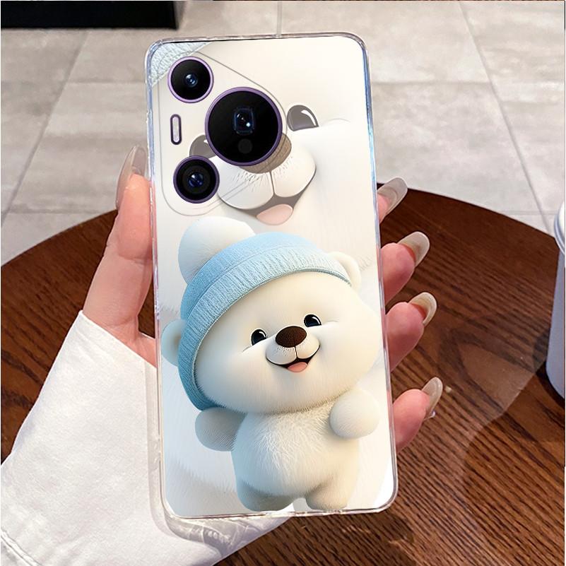 Back Cover For Huawei Pura70 Pura 70 Pro Plus Case Luxury Cute Love Rabbit Funny Pattern Clear Soft Slim TPU Silicone Phone Case