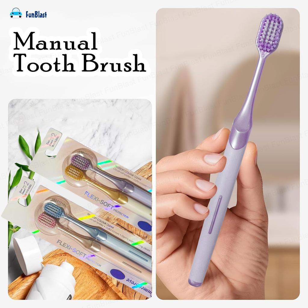 FunBlast Tooth Brush Set - Tooth Brush Combo Pack of 4 Pcs; Tooth brush for Kids & Adults, Super Soft Bristles for Sensitive Teeth, Manual Toothbru
