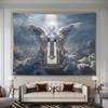 Majestätische Engelsflügel Kreuz Wandteppich Spirituelle Religiöse Wandbehang Heimdekor Christliche Kunst Polyester Polyester Druck