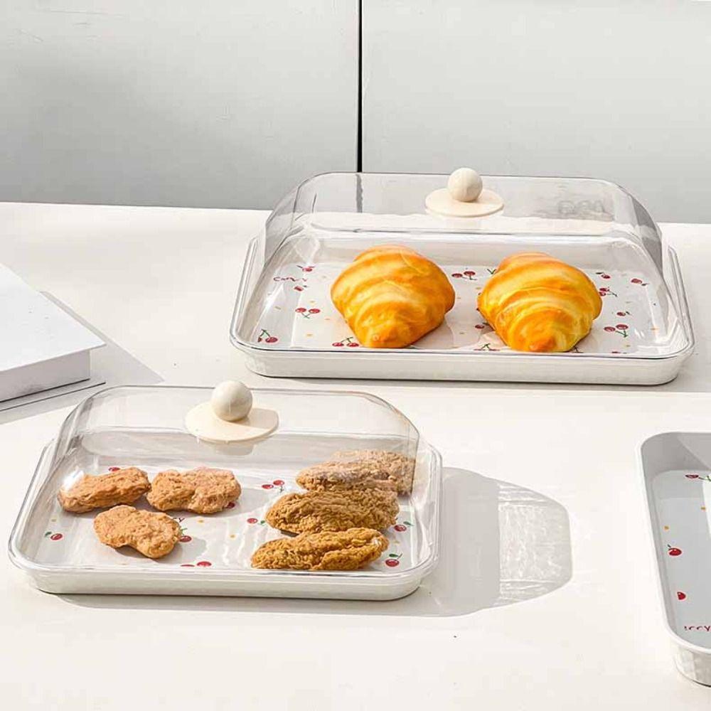 Cherry Pattern Plastic Dessert Tray Stackable Fruit Tray Rectangular Storage Tray  Home Decoration