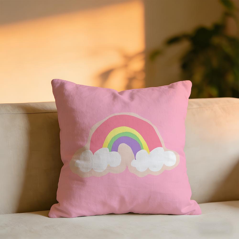 

Rainbow Sun Cartoon Cushion Cover Cozy Velvet Throw PillowSoft Warm Cushion For Sofa Bed 30X30cm