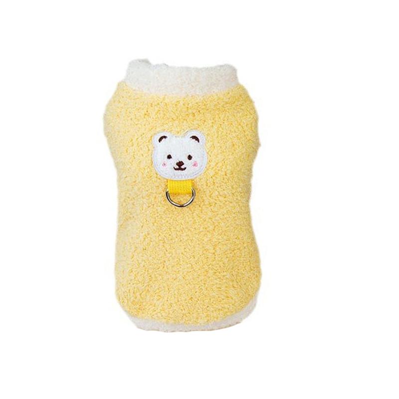 

Зимняя теплая одежда для собак с D-образным кольцом, плюшевое пальто для маленьких и средних собак, мягкая одежда для щенков, товары для животных M жёлтый