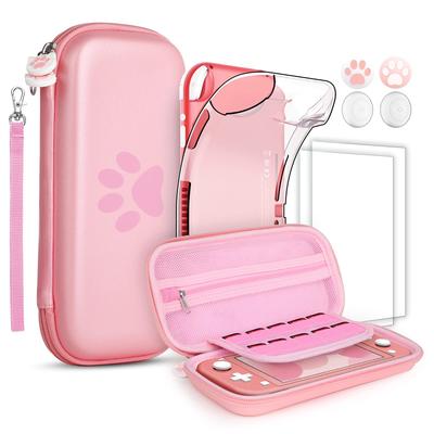 GeeRic Switch Lite Storage and Grip Cute Accessory Includes Silicone 2 Window Storage and 2 Cat Claw Joystick Compatible with Switch Portable for