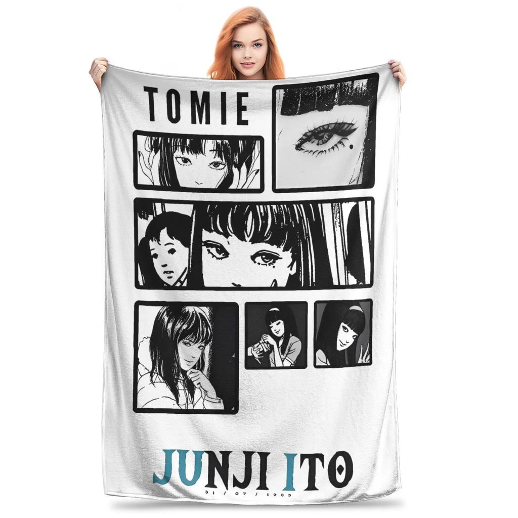 Tomie Junji Ito Blanket Soft Warm Throws for Winter Bedding Child Couch Chair Pattern Ideal for Bedspread