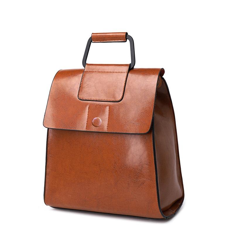 Rucksack aus echtem Leder Damen Mode Tasche Ölwachs Rindsleder Rucksack