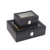 1 Stück Schwarze PU-Leder-Uhrenbox Vitrine Organizer Mit Glasdeckel mit Rahmen Und Herausnehmbarem Kissen Für Männer Und Frauen