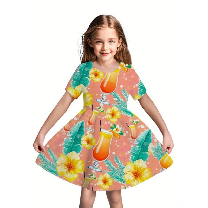 Girls' 3D Summer Dress Panda Illustration - Cute Panda Pattern for Outdoor Play, Birthday Parties, School Events
