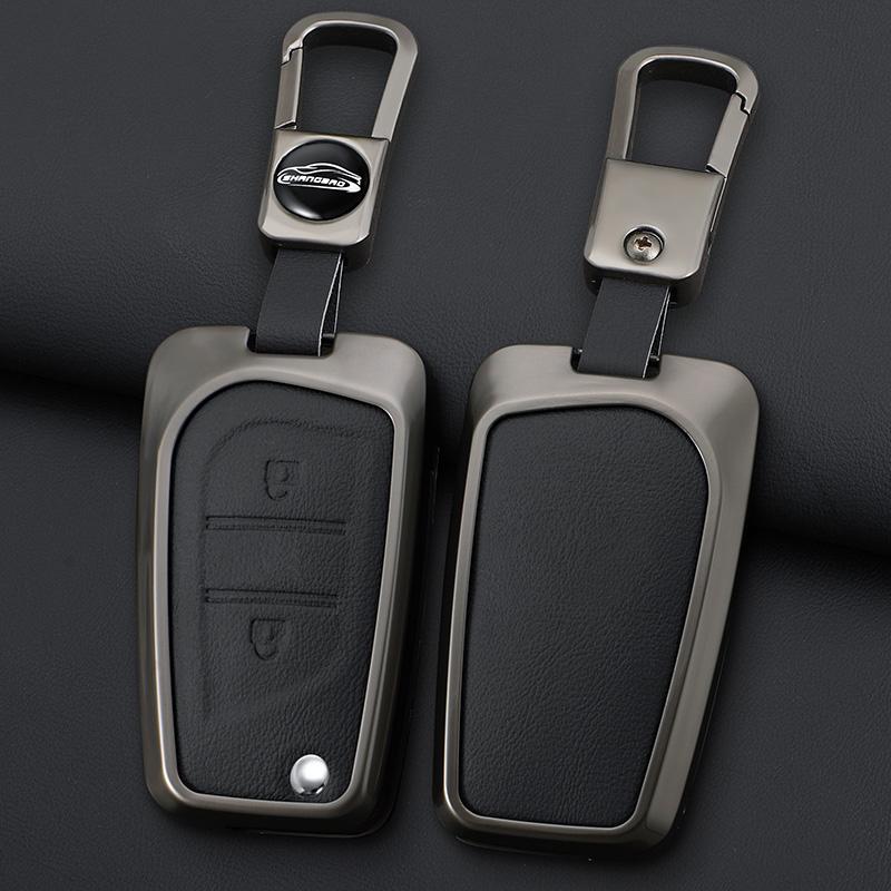 2 3 4 Buttons Car Key Case Cover For Toyota Hilux Corolla Avensis Prado Fortuner Rav4 Zinc Alloy Leather Flip Remote Protection