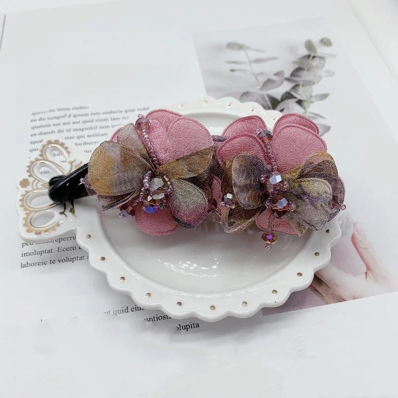 Anti-Slip Handmade Banana Hair Clip Elegant Rose Twist Fashion Hair Accessory for Women Prom Event Hair Styling