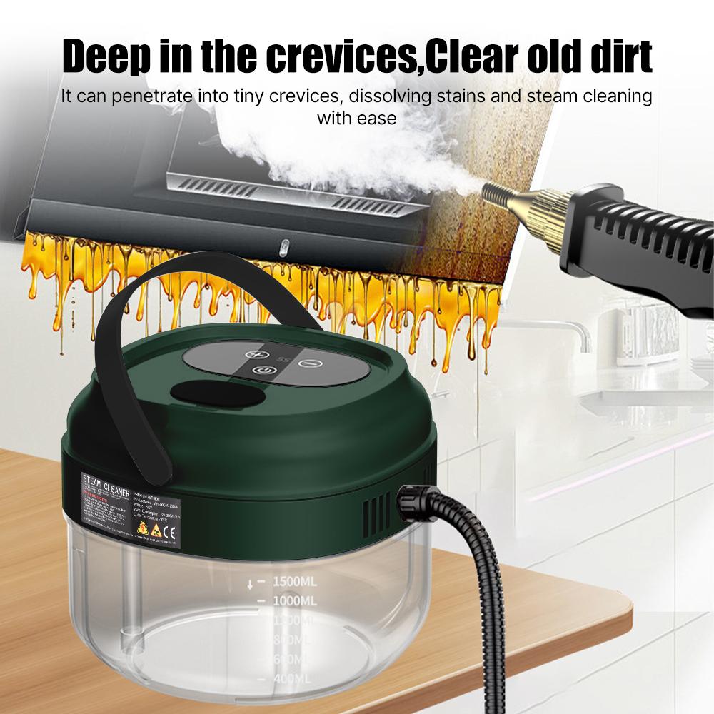 Pressurized Handheld Multi-surface Steam Cleaner with 3 Brushes and Extended Rod for Home Portable