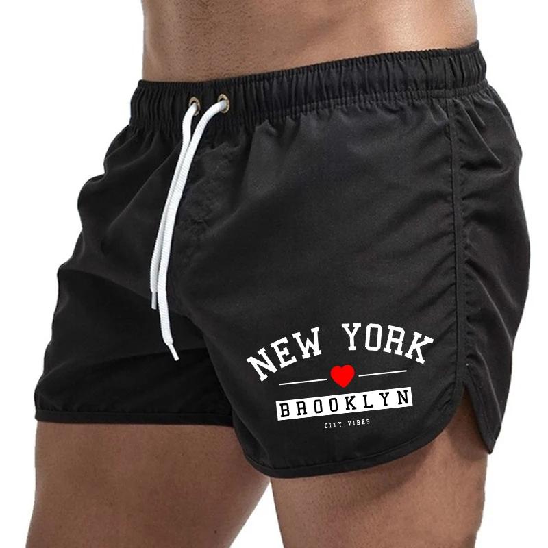 

2025 Sportwear Men s New York Board Shorts Summer Beach Casual Fashion Surfing Shorts Gym Fitness Running Cycling Shorts 9 Colors S чёрный