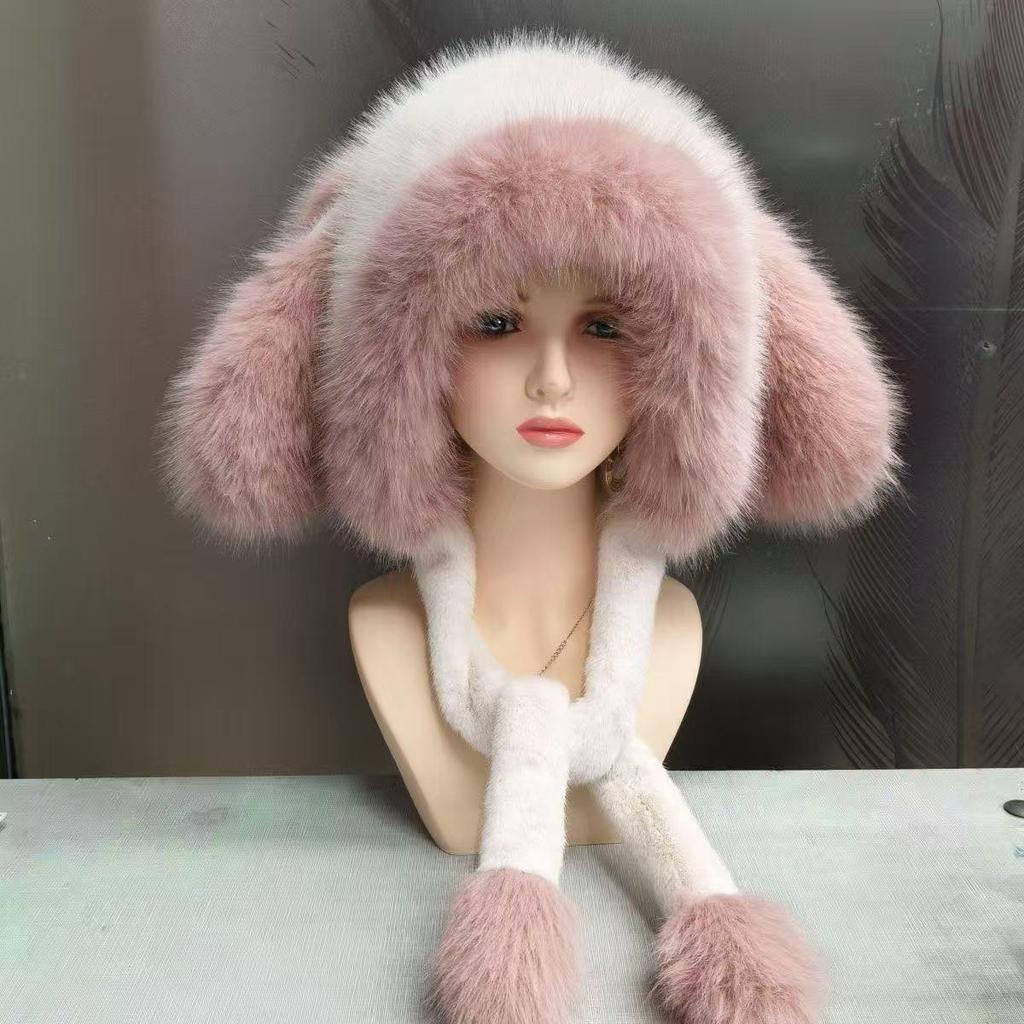 Sweet Raccoon Faux Fox Ear Plush Winter Hat: Thick, Warm, Anti-Cold Protection