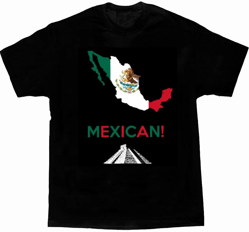 Mexican Map Flag Mayan Pyramid T Shirt High Quality Cotton Large Sizes Breathable Top Loose Casual Mens Tshirt S3XL