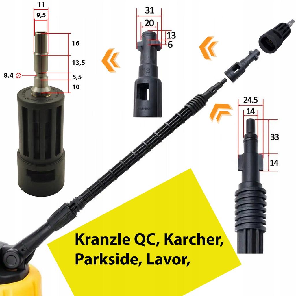 Rosfix HydroBrush T-Racer – Szczotka Obrotowa Z Dozownikiem | Zestaw Z Adapterem QC | Do Kostki, Tarasu, Elewacji | Kompatybilna Z Karcher K1–K7