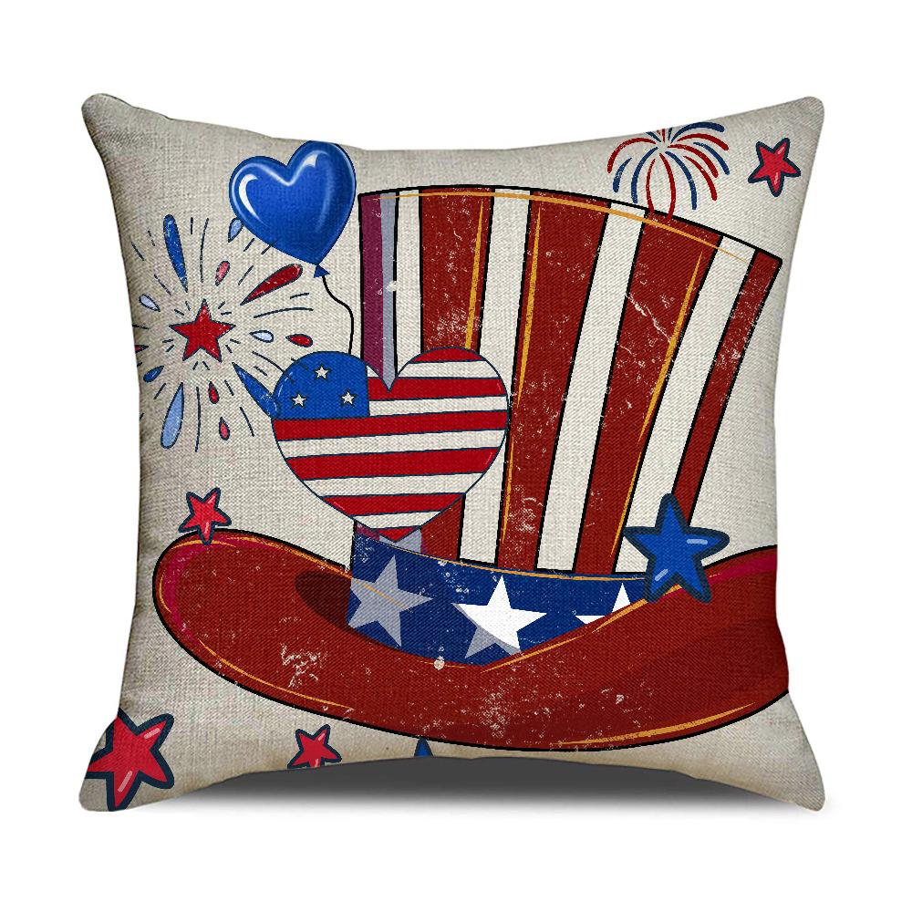 American Retro Pillowcase Five-pointed Star Printed Linen Pillowcase Sofa Decorative Cushion Cover Festive Pillowcase