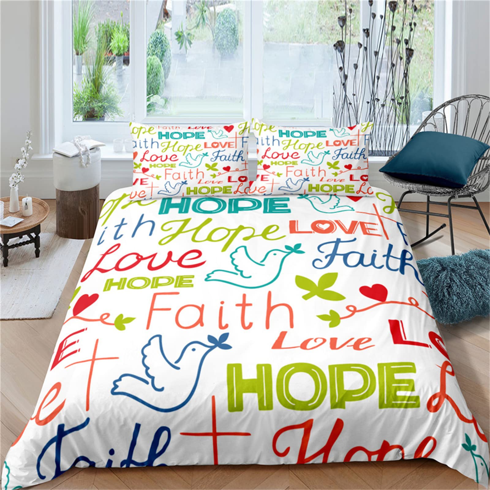 

Pigeon Peace Duvet Cover Set Cute Bird Pattern King Queen Size Polyester Comforter Cover With Pillowcase For Teens Bedding Set US King(264x228cm)