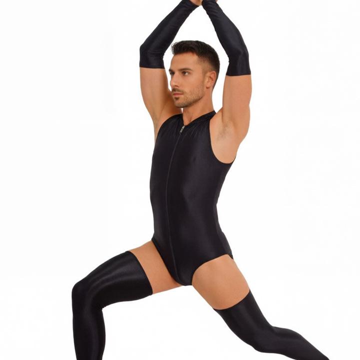 Women Stain Smooth Bodysuit One Pieces Thong Two Way Zipper Open Crotch Elastic Tights Oil Shiny Yoga Shaping Maid Leotard
