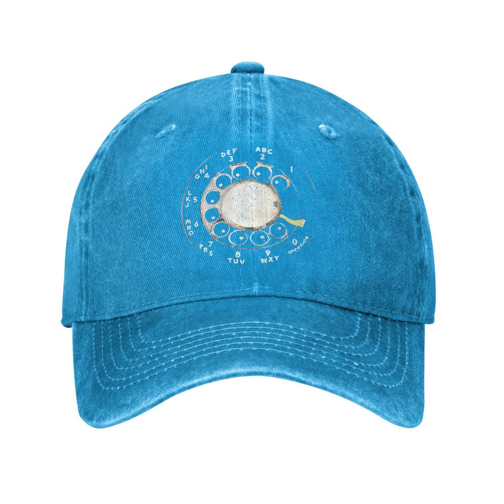 Rotary Dial Telephone Numbers Baseball Cap Unstructured Unisex Women Retro Phone Distressed Washed Sun Cap Workouts Adjustable Hats