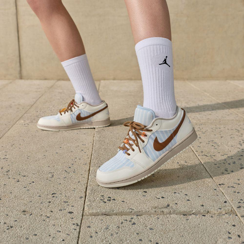 Jordan Air Jordan 1 Низкие Винтажные Баскетбольные Кроссовки Женские Белые Синие 38.5