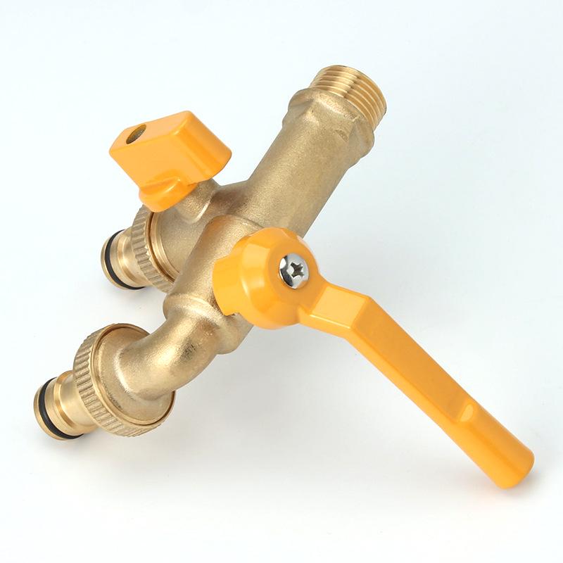 Pure Copper Outdoor Faucet for Garden/Balcony: Mop Pool Tap with Dual Outlets and Large Flow