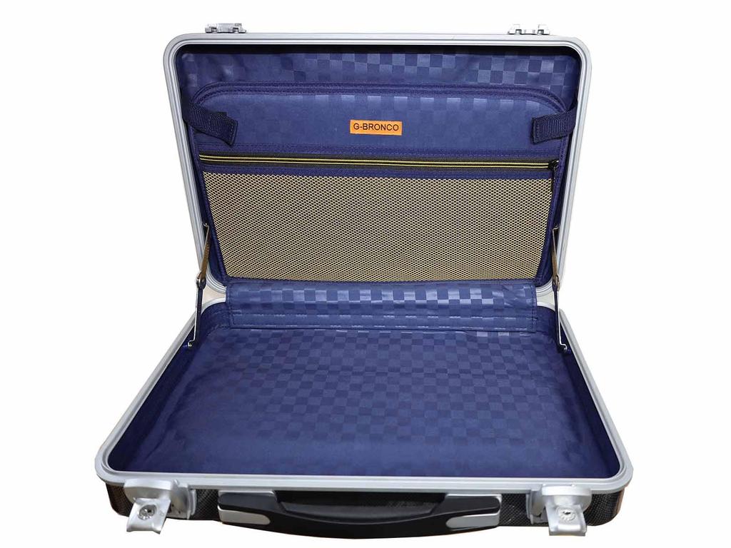G-BRONCO Attache Case, 45cm, B4 Size, Polycarbonate PC Case with Shoulder Strap, Carbon Print, 524020345 (Carbon Print)
