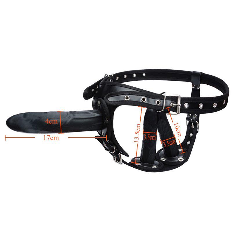 Erotic Big Long Strap on Dildo for Women Huge Silicone Triple Strapons Dildo Anal Plug with Panty Lesbian Sex Toys No Vibration