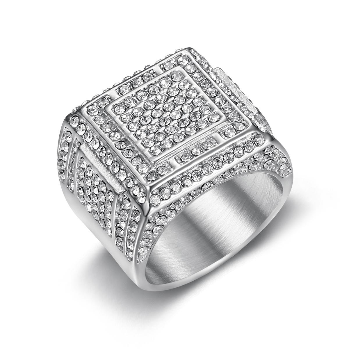 

Новое кольцо для ночного клуба в стиле хип-хоп, роскошное квадратное кольцо с бриллиантами в стиле хип-хоп для мужчин No. 13