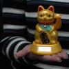 2x Maneki Neko Lucky Cat Figurine Solar Powered