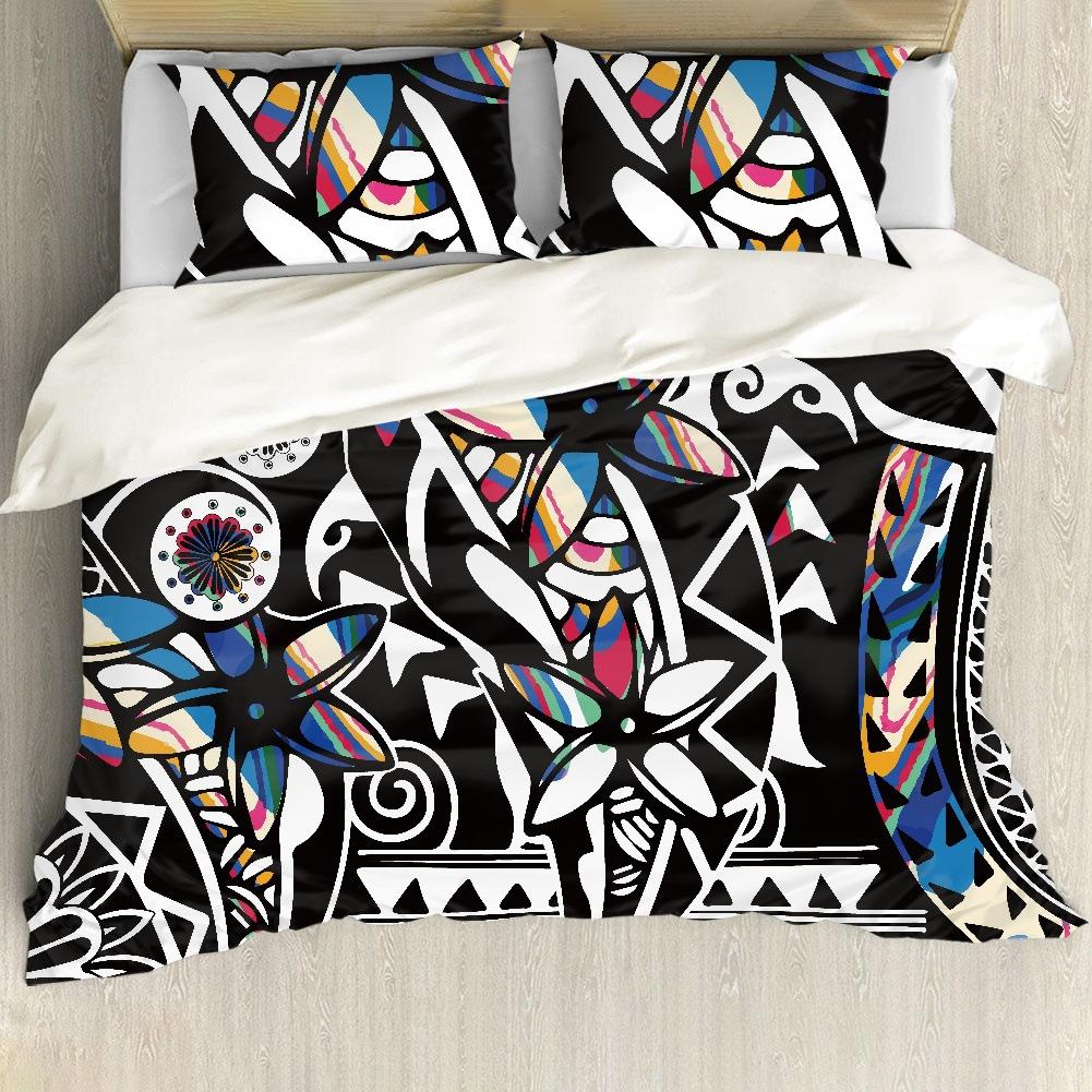 Bohemian Mandala Duvet Cover Set King/Queen Size,black Gypsy Boho Chic Hippie Floral Exotic 3 Piece Bedding Set for Adults Women