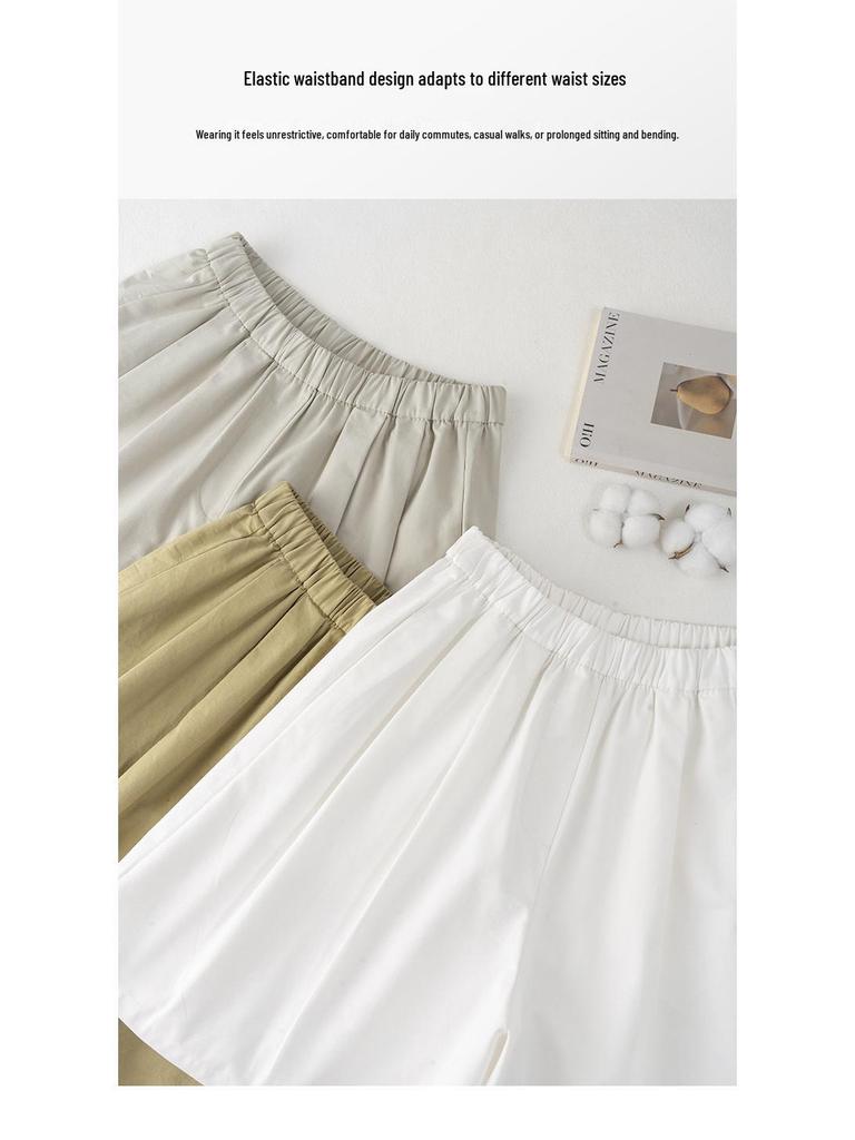 Saidi Pure Cotton Women's High Waist Loose Pleated Summer Casual Shorts