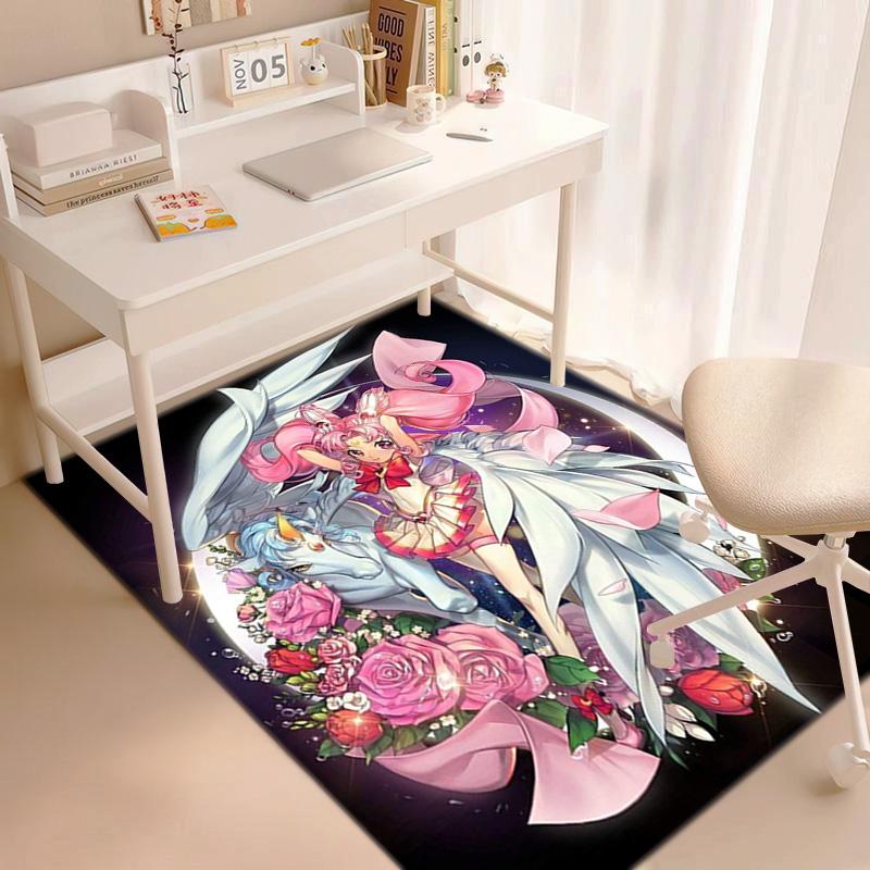 Cute Cartoon Theme Sailor Moon Tsukino Usagi Cartoon Rug Multifunctional Household Anti-slip Decorative Door Mat, Outdoor Floor Mat, and Carpet Y8