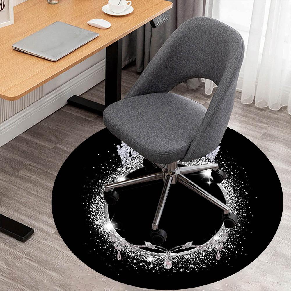 1PC Crown Sparkle Office Round Area Rug, Under Office Chairs Bedroom Living Room Home Decor,Carpet for Office, -1110290