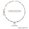 6mm Lava Stone Tiger-eye Colored Glass Beaded Necklace for Men and Women with Triangle Pendant