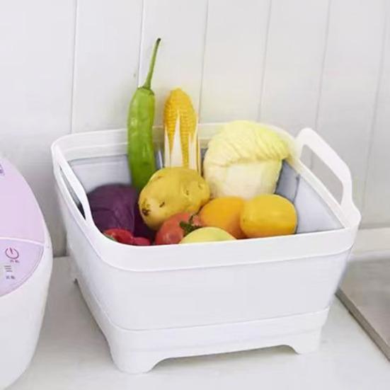 Skládací umyvadlo na nádobí se zátkou na odtok, přenosné umyvadlo, vana na nádobí, skládací dřezová vana, kuchyňský úložný tác, venkovní úložný kbelík