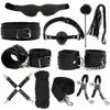 7pcs/set PU Leather SM Bondage Set Sex Handcuffs Footcuffs Whip Rope Eye Blindfold Adult Games Erotic Toys Couples Products Shop