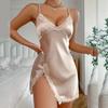 New Style Luxury Nightgown Women Sleep Wear Lace Satin Nightdress Deep V Backless Nightgowns Halter Silk Sleepshirts Night Dress