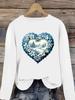 (Asian Size) Love Style Clothing T Shirt Graphic Tee Women Merry Christmas New Year Print Casual Fashion Top O-neck Long Sleeve T-shirts